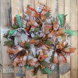 Fall wreath for front door/Farmhouse wreath